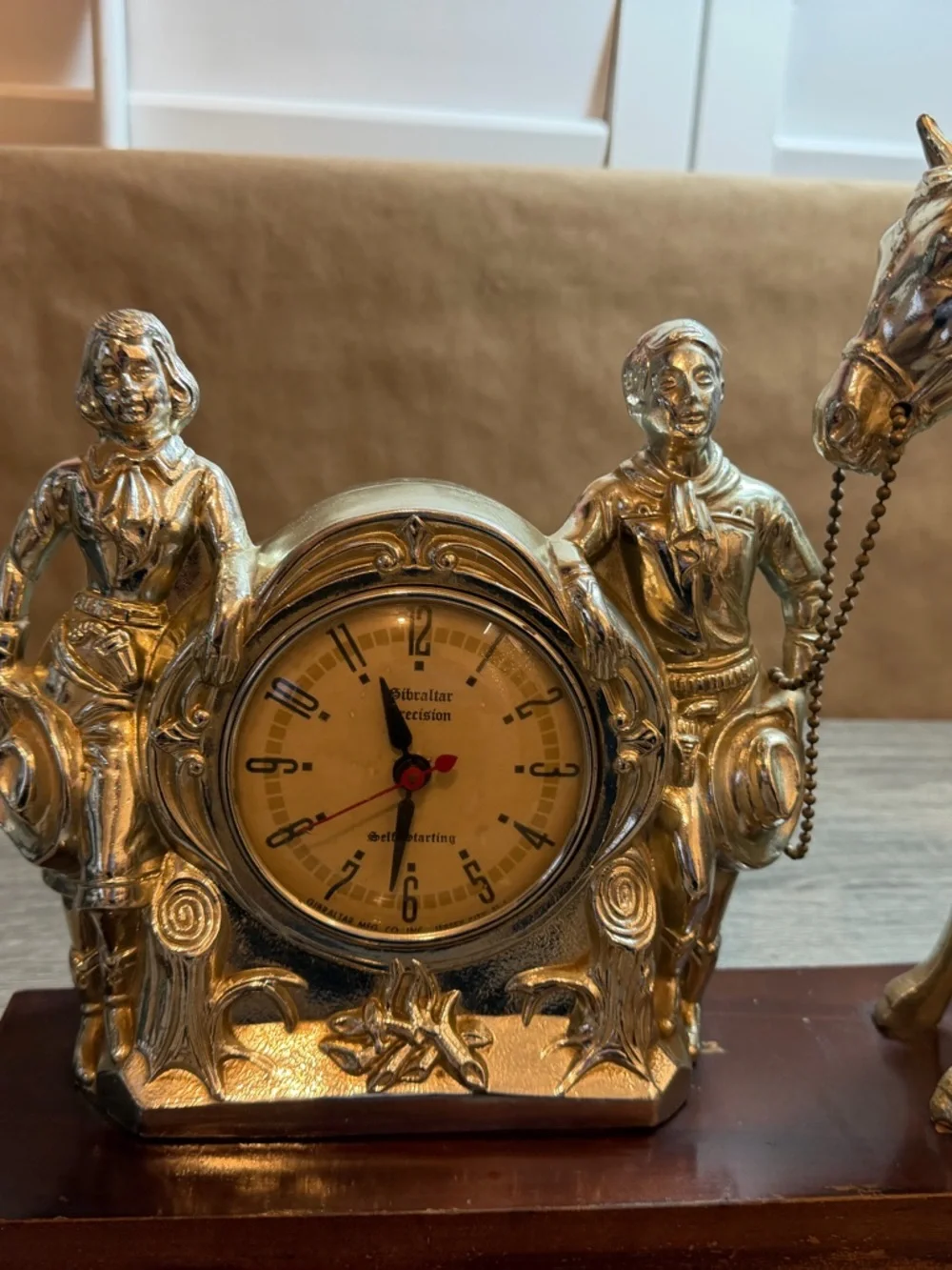 Vintage Mantle Table Clock Gibraltar Precision Self Starting